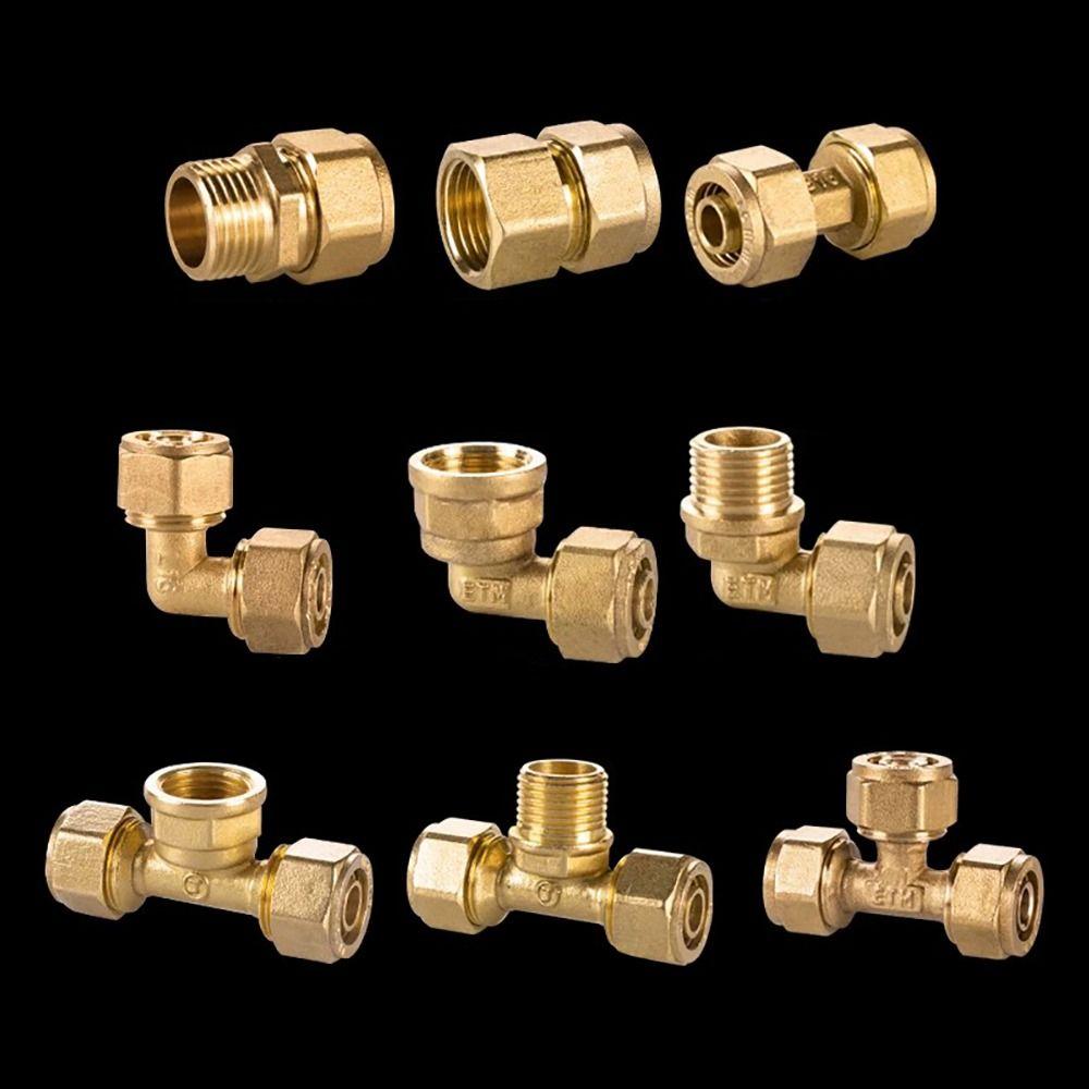 New Male/Female Thread Brass Pipe Fitting 2/3 Ways 1216 Pipe Connectors Copper Connectors Solar Water Heater