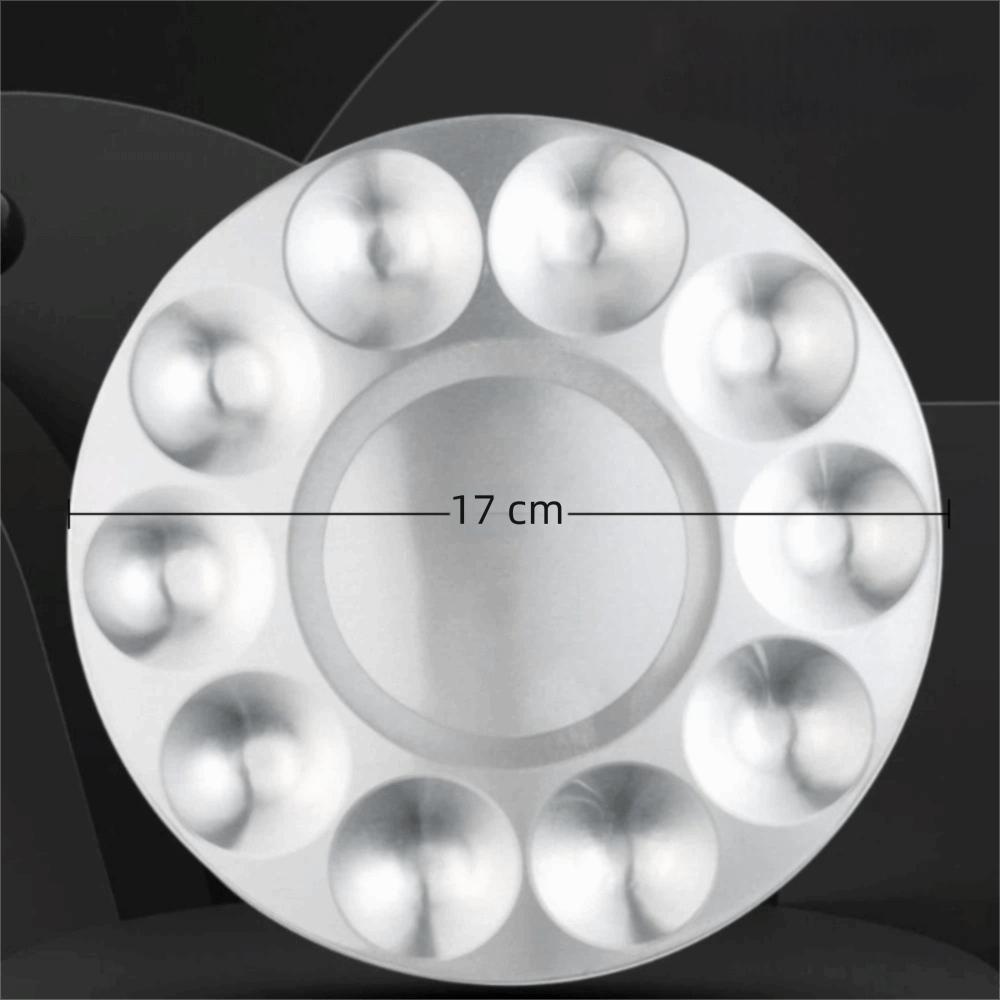 Aluminium Material Watercolor Paint Palette Round Shape Washable Paint Mixing Palette 10 Compartments Metal Construction