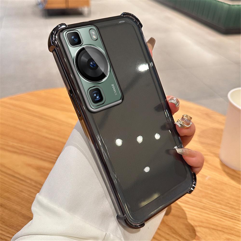 Plating Magnetic Bracket Transparent Case For Huawei P30 P40 P50 P60 Puar 70 Pro Mate 30 40 50 60 Stand Holder Shockproof Cover