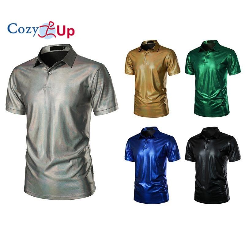 Cozy Up Striped Hot Stamping Printed Short-sleeved POLO Men's