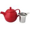 For Life Ceramic Teapot, 710ml Large Capacity (4 Cups), with Tea Strainer, Microwave and Dishwasher Safe, Red, Curve Teapot 387Red