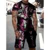 Summer Men's Sports Suit Wolf 3D Printed Short Sleeve T-Shirt and Shorts Set Casual Outfit