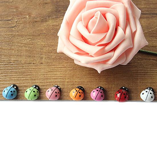 100Pcs Ladybugs Smooth Charming Colorful 3D Ladybugs Ornaments