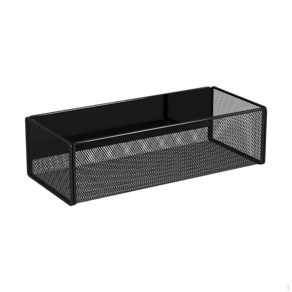 Seasoning Shelf Organizer, Iron Black for Refrigerator White 27x12x7.7cm