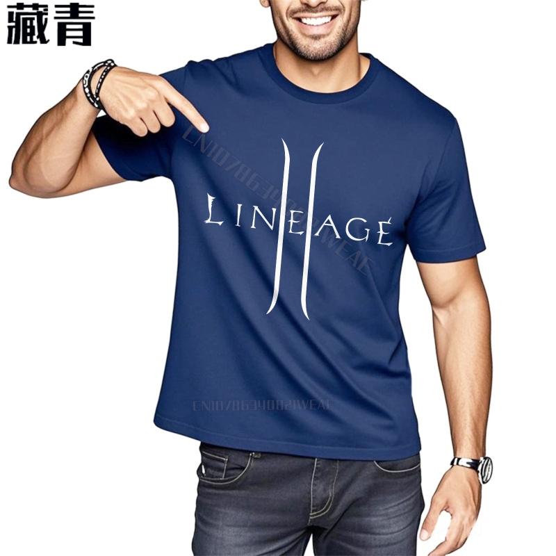 

Man teeshirt Black Cotton Tshirt Lineage Logo On Black Brand Unisex Tshirt Classic Breathable Short Sleeve Shirt 4XL