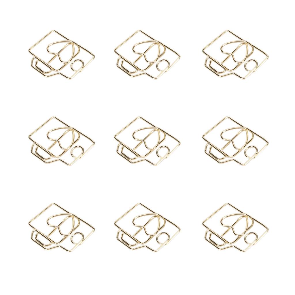 100pcs Paper Clips Prevent Slip Camera Shaped Decorative Metal Small Bookmark Paperclips for Paper Document Gold