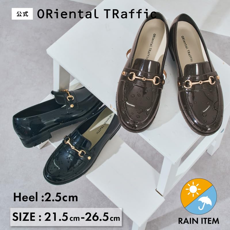 Bit Motif PVC Rain Loafers/Women's R-1021BLACK39