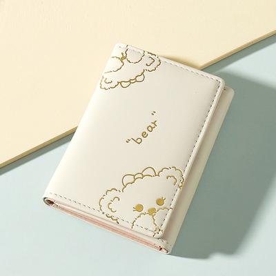 Portafoglio Corto da Donna Orsetto Carino Portafoglio Bifold in Pelle PU Stampa Cartone Animato Porta Carte Portamonete Tasca per Contanti Piccolo Portafoglio per Ragazze Regalo per Signore