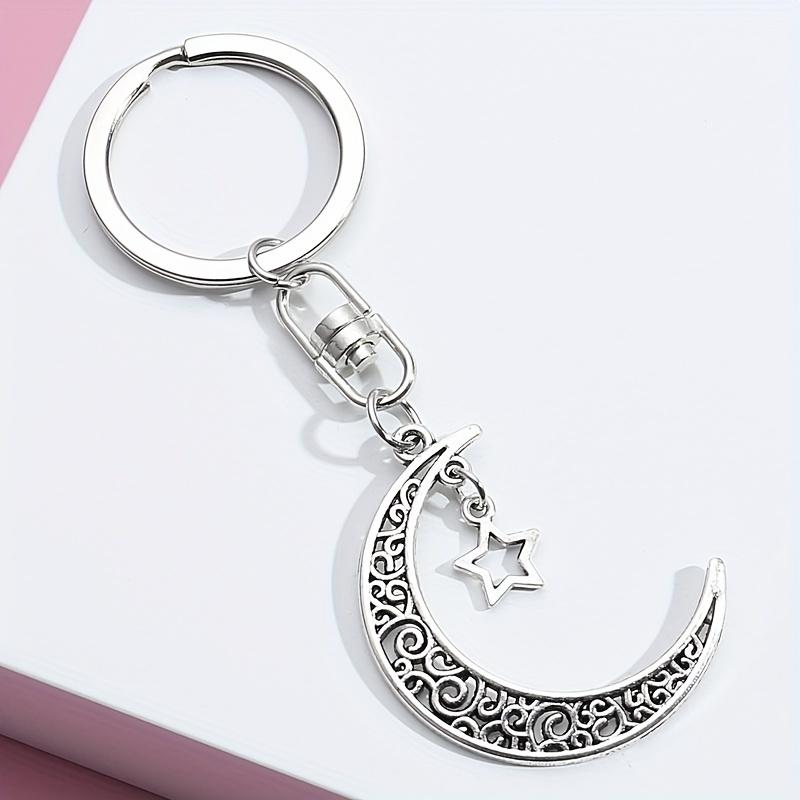 Moon Love Star Keychain (4PCS) – Alloy Charm Pendant for Bags & Cars, Fashion Accessories
