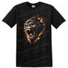 T-shirt Grafica Gorilla Selvatico che Rugge Animale Fiamma Arte Maglietta Cool