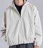 Button Seoul Glossy Texture Two-Way Banded Ribbed Hooded Blouson (White)