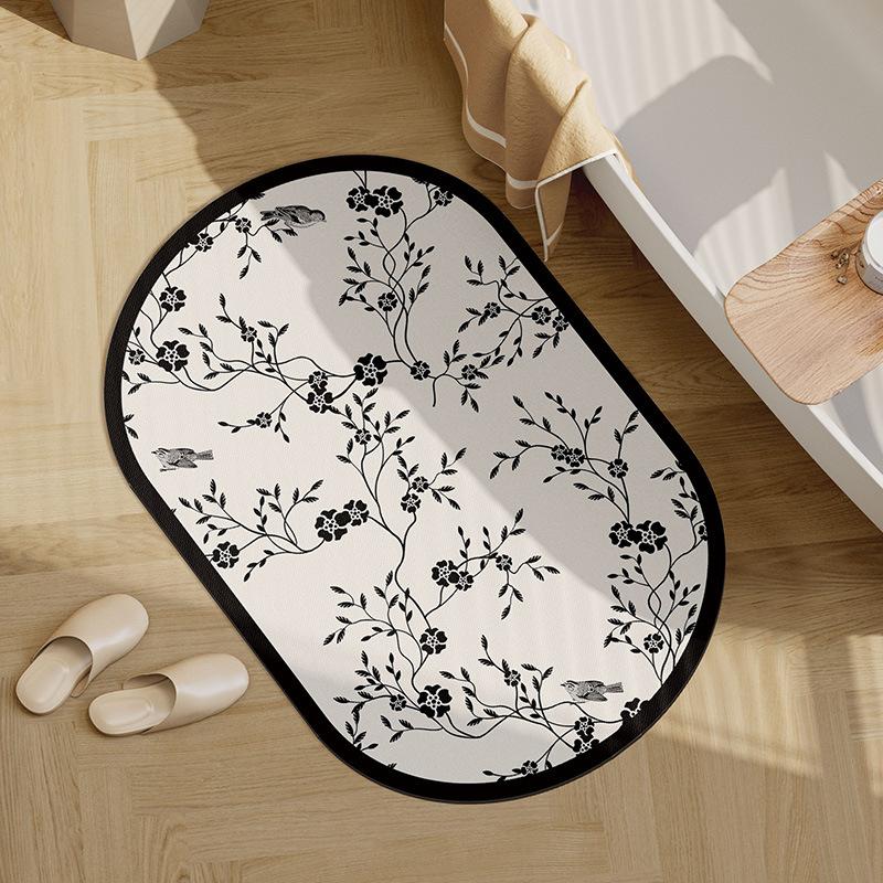 

Новый коврик для пола в ванной комнате в китайском стиле, мягкий из диатомовой грязи, впитывающий воду, противоскользящий, овальный придверный коврик, незаменимые износостойкие подкладки для душевых комнат 40 * 60cm