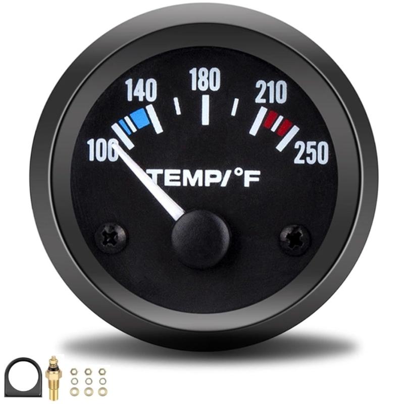 Shockproof 2 Inch 52mm LED Backlit Water Temperature Gauge 100-250℃ Universal DC12V Automotive Marine Engine Temp Meter
