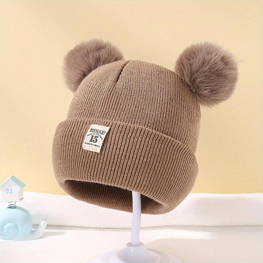 Jednobarevná vlněná pletená čepice Bebe Novorozenecká čepice Bambulka Roztomilá zimní čepice pro děti Chlapci Dívky Děti Teplá čepice Beanie 0-3Y