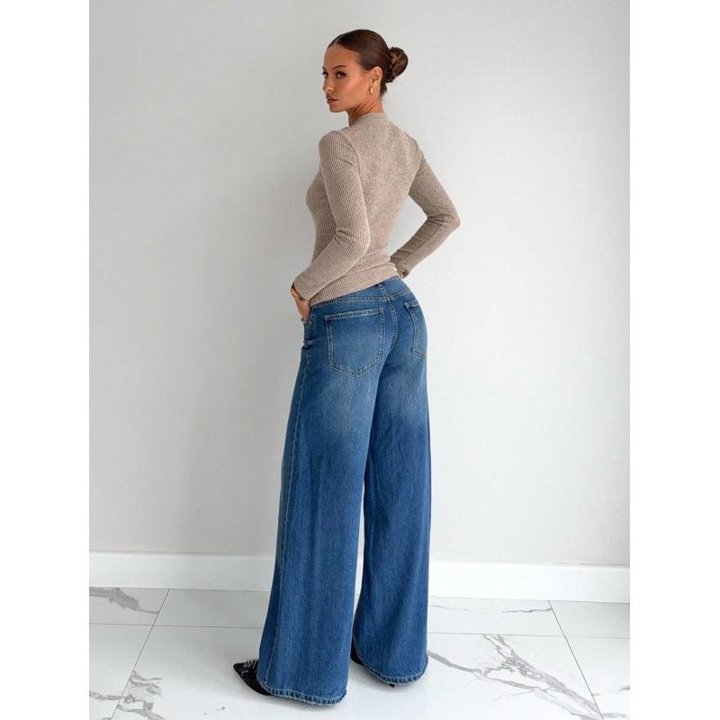 T-shirt Asymétrique à Manches Longues pour Femme avec Décoration Boucle Métallique Creuse pour l'Automne et l'Hiver