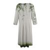 Women's Casual Fashion Round Neck Three-quarter Sleeve Floral Print Midi Dress