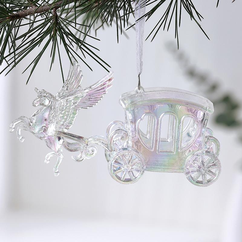 Transparent Colorful Christmas Pendant Acrylic Crystal Pendant Christmas Decorations Drop Ornaments Festive/Party Supplies