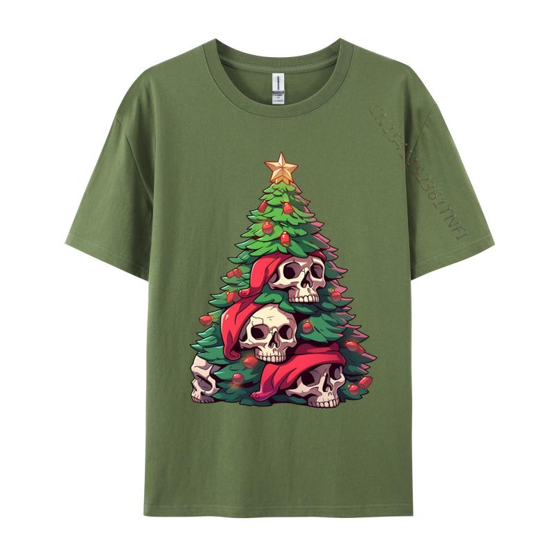 Matching Family Christmas Tree Skeleton Skulls Santa Hat TShirts Cotton Unisex TShirts Printed Autumn TShirt
