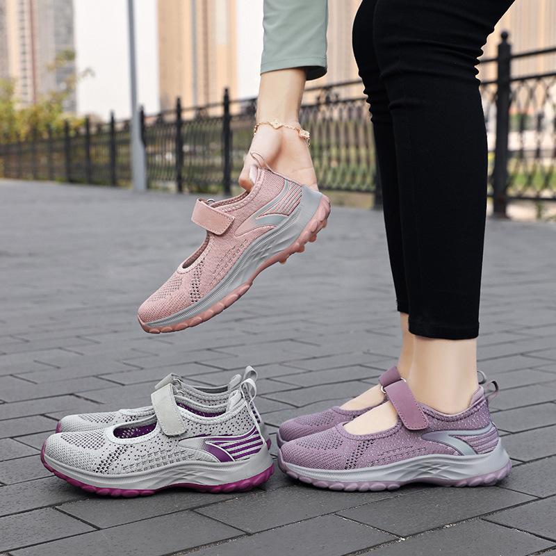 Foot health Leap month elderly shoes women's summer breathable mesh shoes large size mother middle-aged and elderly comfortable walking shoes