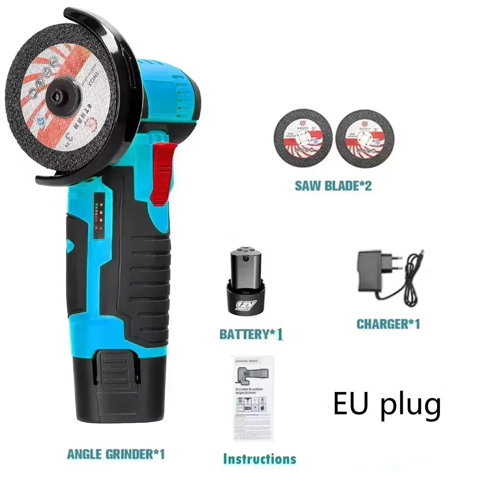 12V Cordless Mini Angle Grinder Brush Cutter Portable Polishing Machine Cutting Tool for Home DIY Jewelry