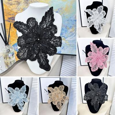 Applicazione Corsage Fiore 3D Decorazione Perline e Paillettes Multistrato Decorazione Maglione Abito Blusa Fai da te