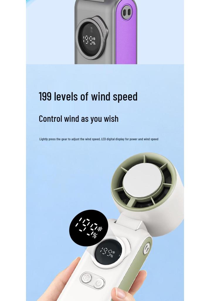 Portable Rechargeable Turbo Ice Pack Handheld Neck Fan with Digital Display