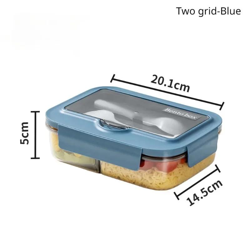 Lunch Box with Tableware for Office Workers Square Divided Microwave Oven Bento Box Leakproof Food Container for Picnic Camping