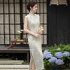 Green sleeveless national style new Chinese Suzhou long cheongsam improved young 1011 new women's high sense summer