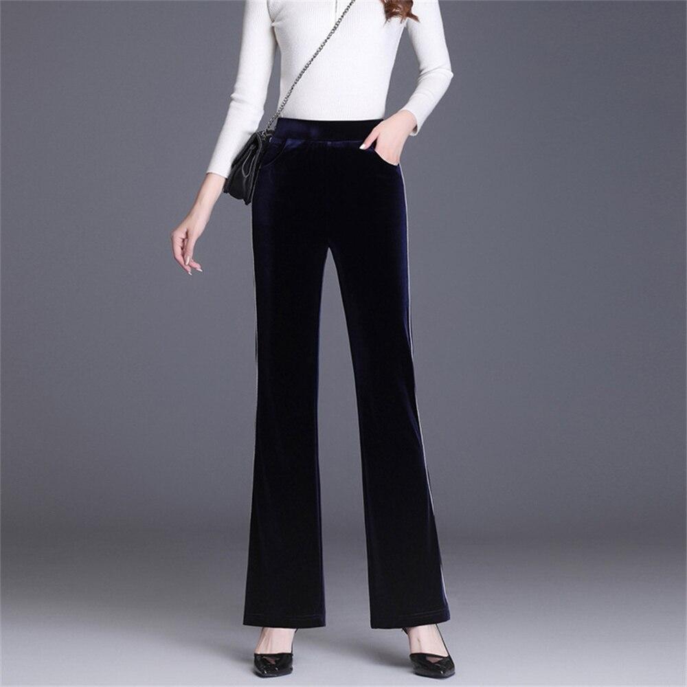 

Осень-зима, модные утолщенные теплые эластичные прямые широкие брюки с высокой талией, женская одежда, повседневная винтажная уличная одежда для женщин XL