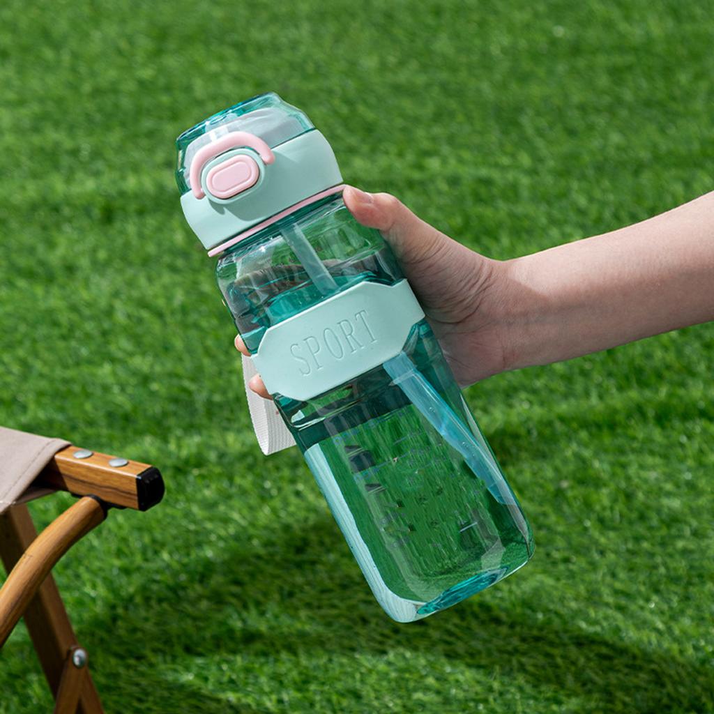 Large Capacity Women's Outdoor Sports Water Bottle Portable Plastic Straw Cup for Gym & Trav