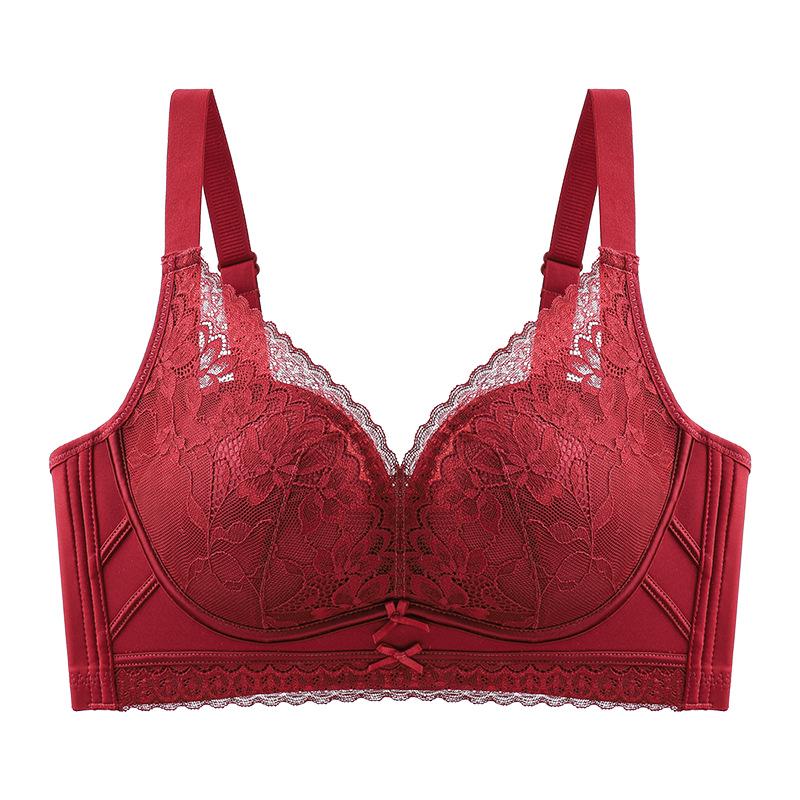 2025 Lace Wire-Free Bra: Women's Antibacterial, Breathable, Anti-Sag, Round Cup for Large Bust with Minimizing Effect