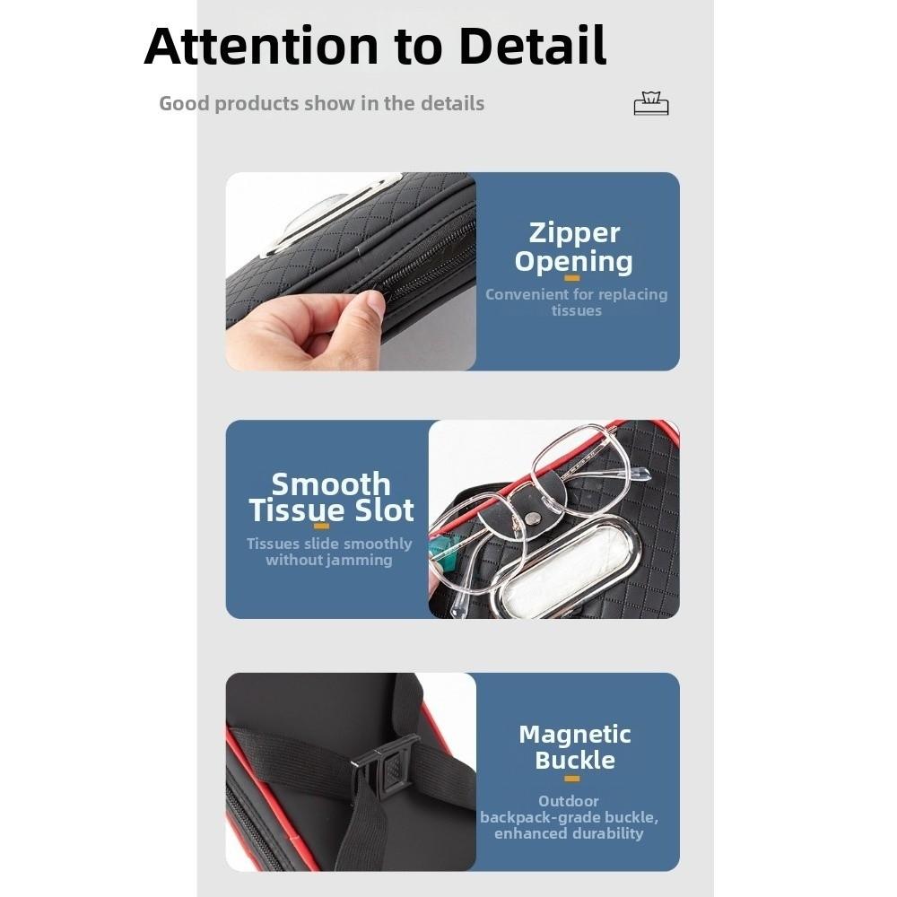 PU Leather Car Sun Visor Tissue Holder Thickened Car Center Console Tissue Dispenser Road Trip