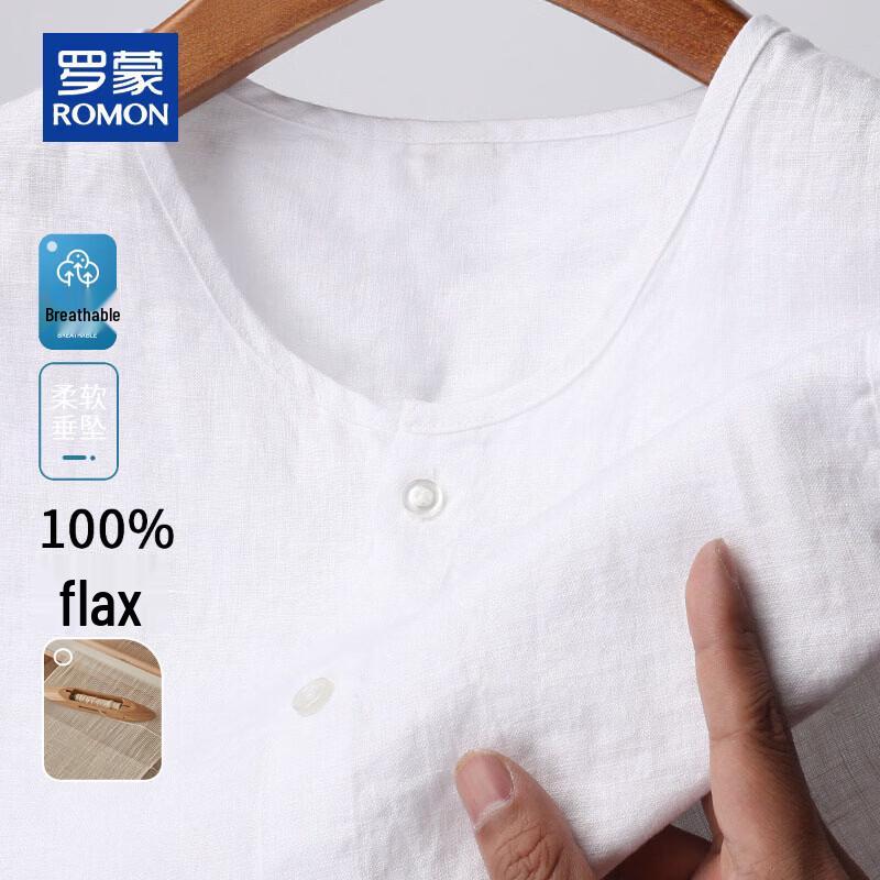

ROMON Men s 100% Linen Round Neck Button-Up Vest S