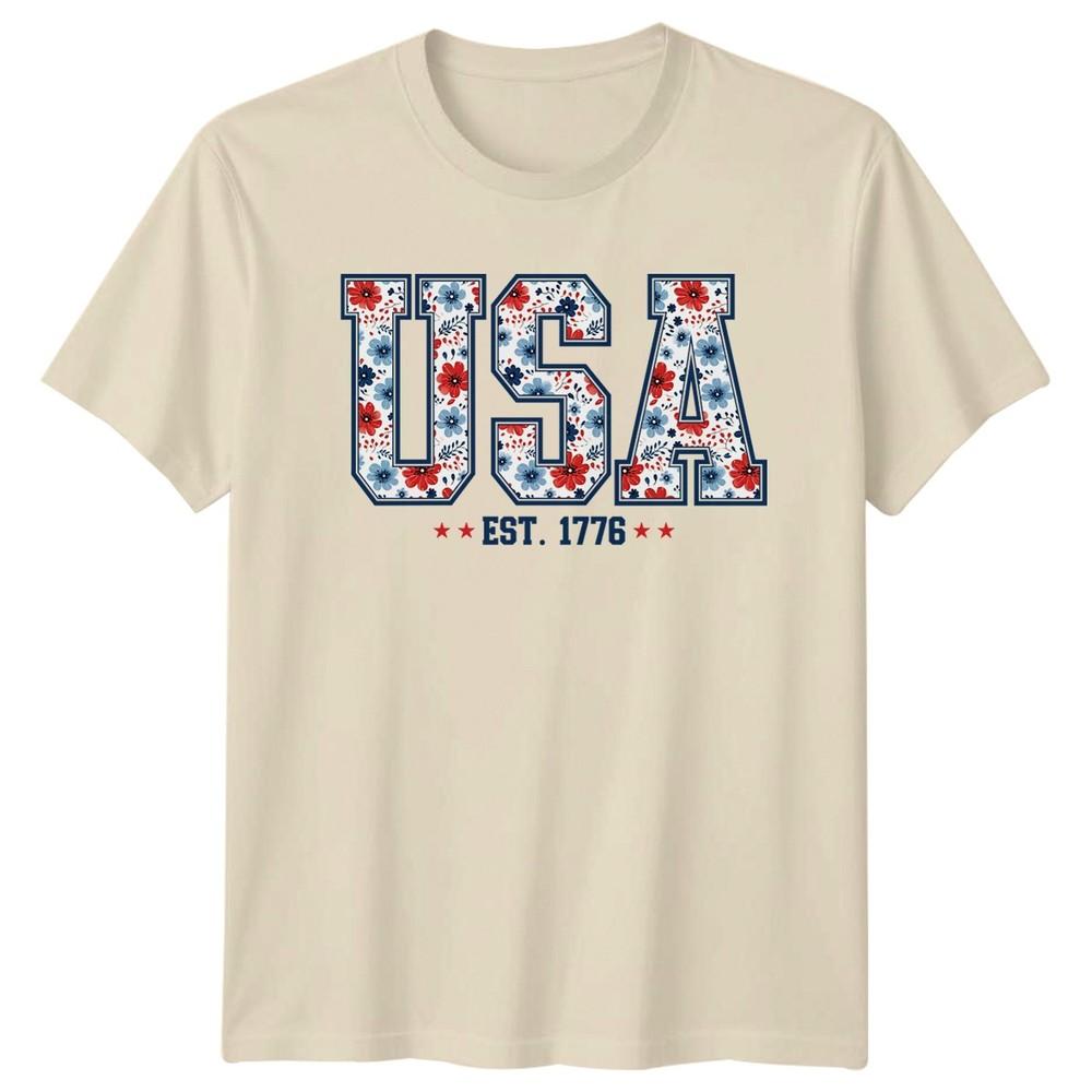 USA EST 1776 American History Patriotism Unisexs Unisexs Graphic Tee Shirt