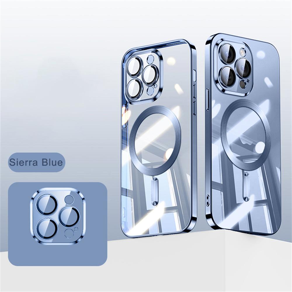 Soft Plating Wireless Charge For Magsafe Phone Case For iPhone 17 15 14 13 12 11 16 Pro Max Magnetic Clear Back Covers