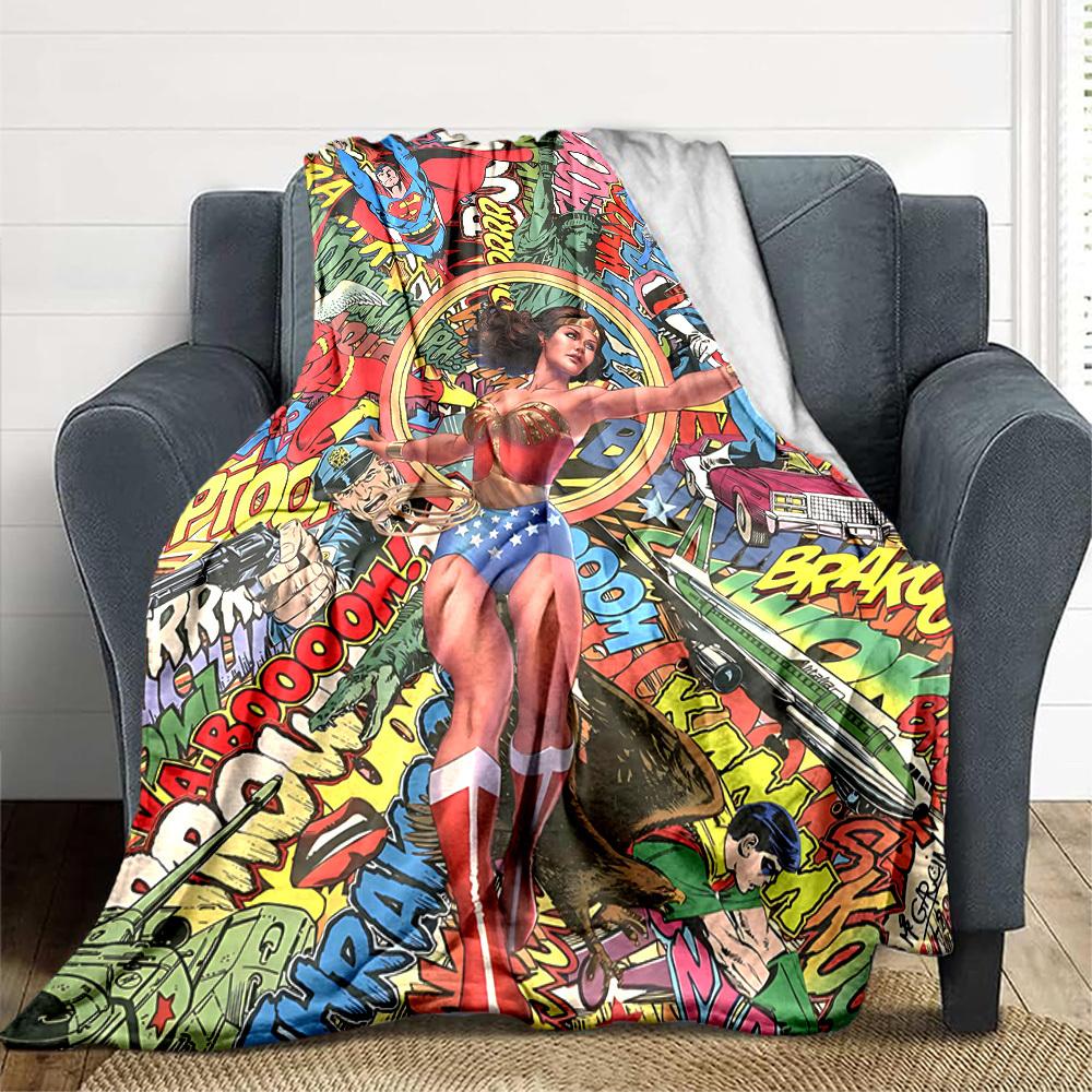 

1pc Superhero Flannel Throw Blanket Soft, Warm & Cozy for Couch, Bed, Office, and Travel Versatile All Season Gift, Christmas present 80x120cm