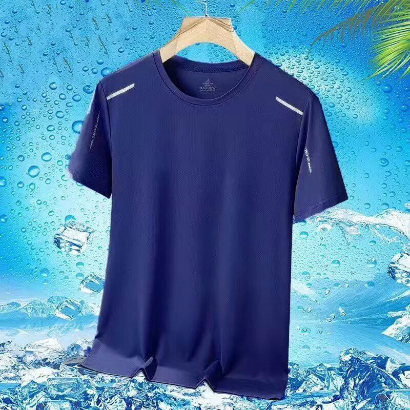 

Мужская летняя футболка из ледяного шелка и сетки - Дышащая, Легкая, С круглым вырезом, Однотонная 3XL