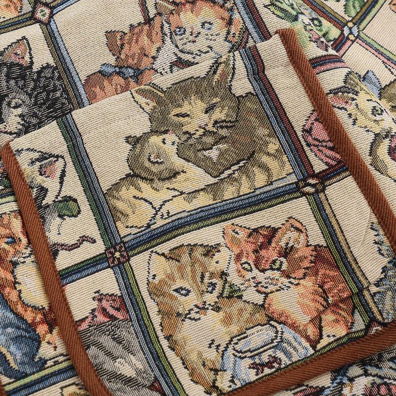Brand, autumn and winter retro cartoon cat jacquard jacket niche coat