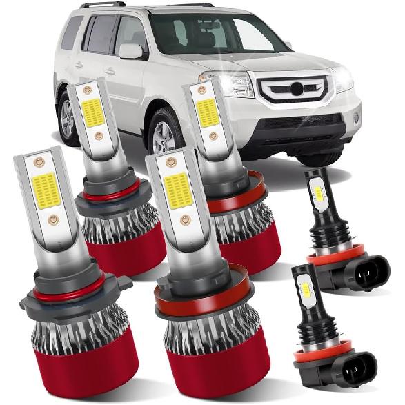 

Лампочки, подходящие для Honda Pilot 2006-2015 2016 2017 2018 9005 Дальний свет H11 Ближний свет H11 Противотуманная фара 6 шт./1 упаковка 6500K Яркость Чистый белый