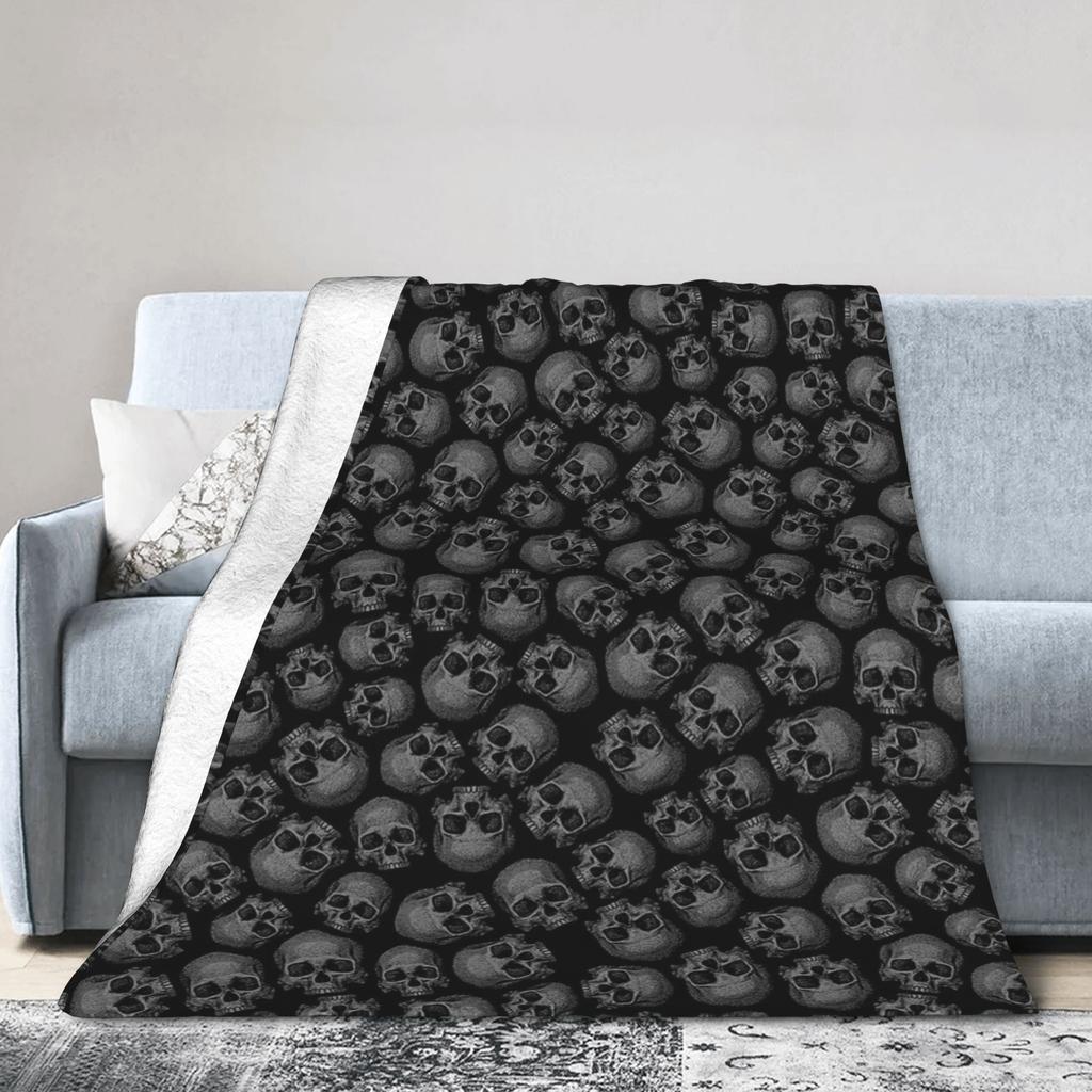 Total Gothic Schädel Goth Decken Fleece Herbst/Winter Multifunktion Ultra-Weiche Überwurfdecken für Zuhause Outdoor Bettüberwurf