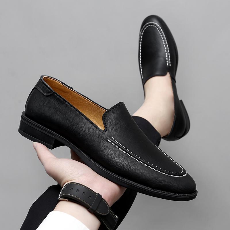 

38-48 Летняя мужская деловая обувь Двухслойная коровья кожа Дышащая и удобная Мягкая подошва Универсальная Модная марка Обувь Лефу 48