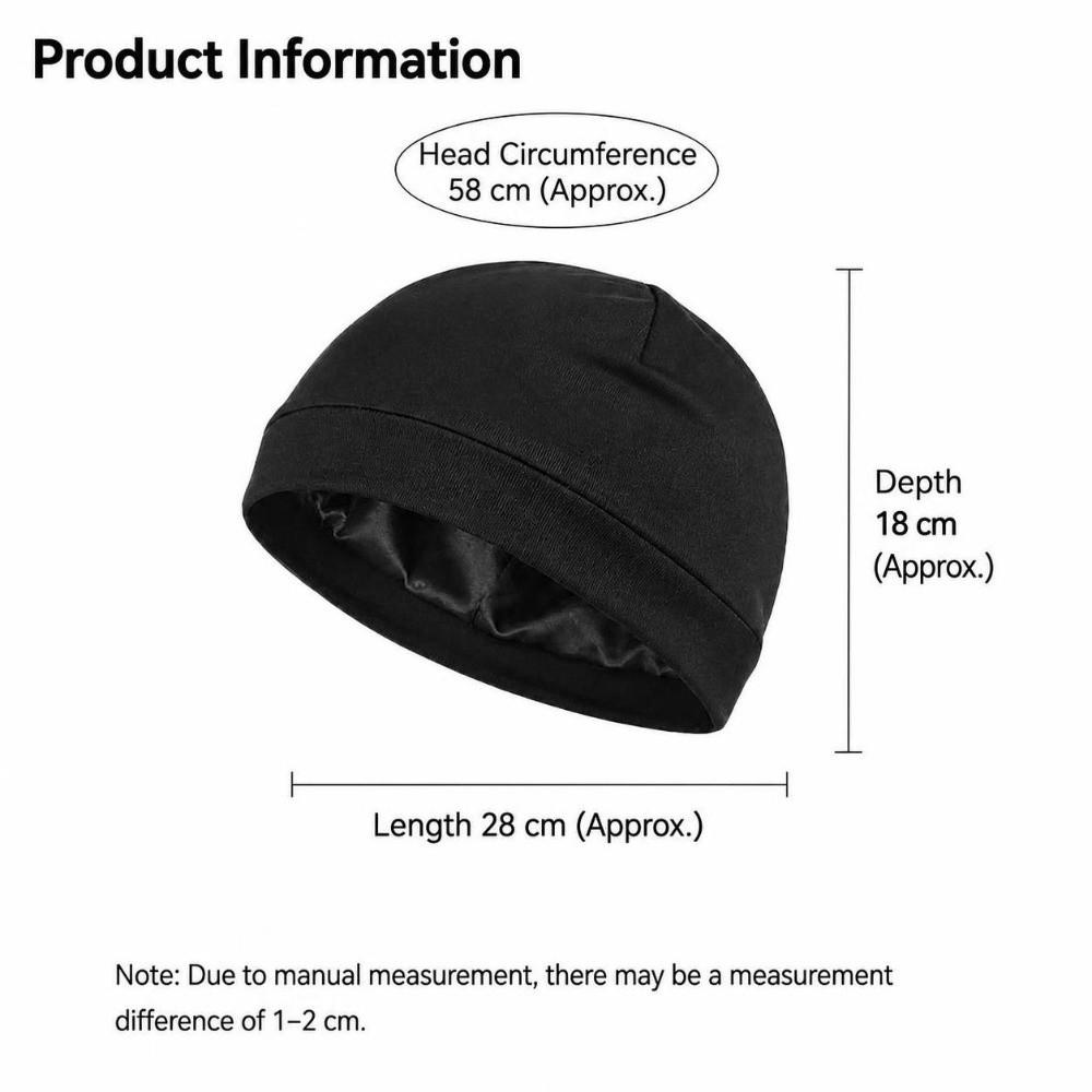 Satin-Lined Skull Cap Breathable Night Sleep Hat Soft Beanie Cap  For Men Women