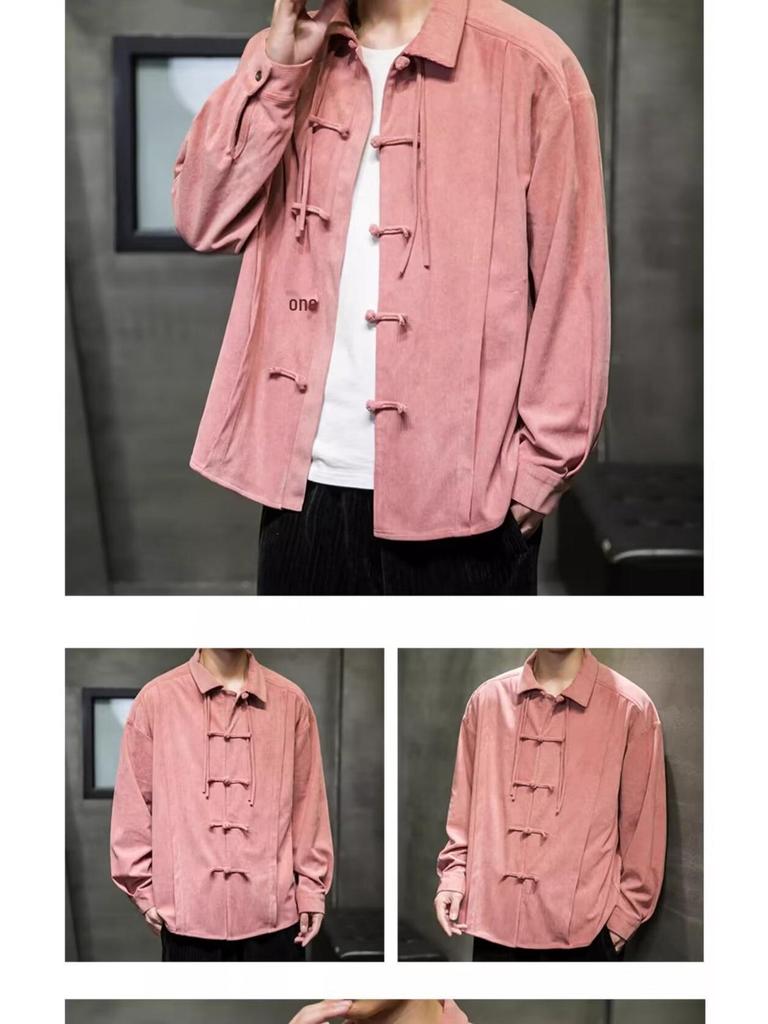 Herren Frühling Retro Chinesischer Stil Froschknopf Tang Anzug Hemd