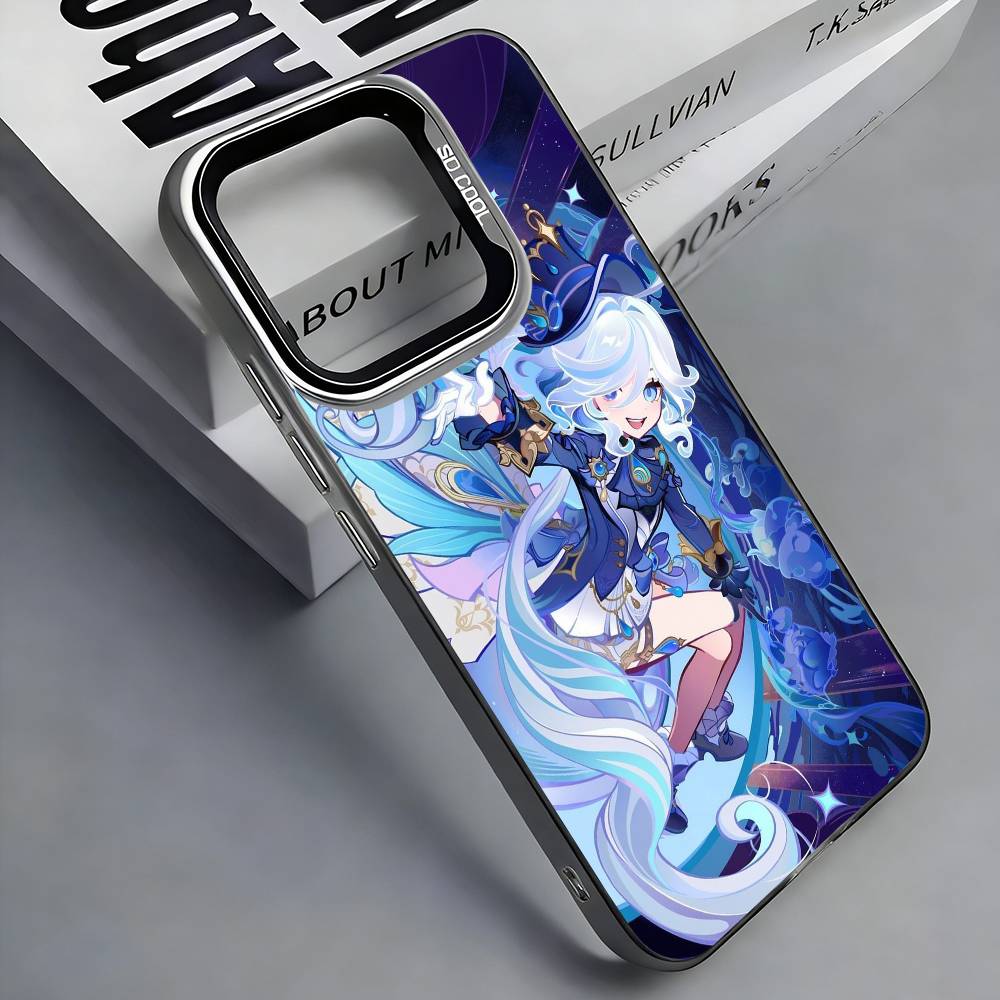 F-Furina G-Genshin I-Impact Colorful Silver Back Phone Case For IPhone 17 16 15 14 13 12 11 Plus Pro Max Plus
