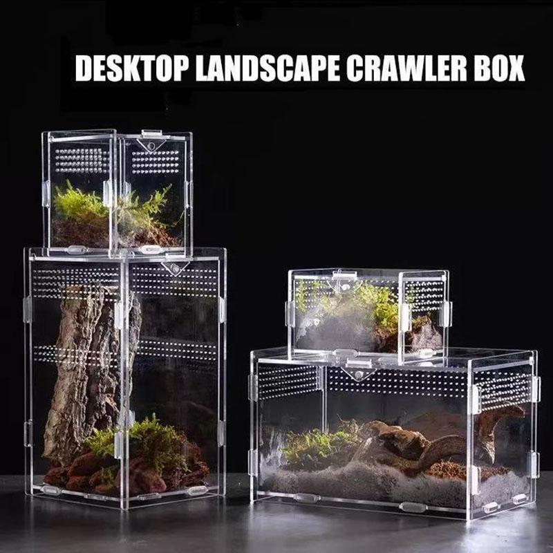Transparent Reptile Pet Breeding Box Crawling Pet Feeding Box Lizard Silkworm Scorpion Beetle Insect Box Pet House Acrylic Cage