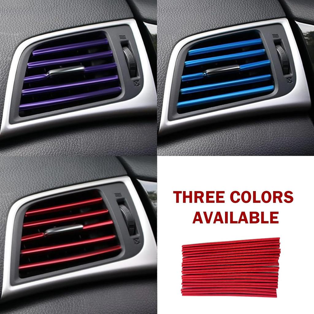 20PCS Car Vent Outlet Trim, Bendable Air Conditioner Vent Decoration Strip, Universal Auto Air Oulet Strips, for Most Vehicles (Red)