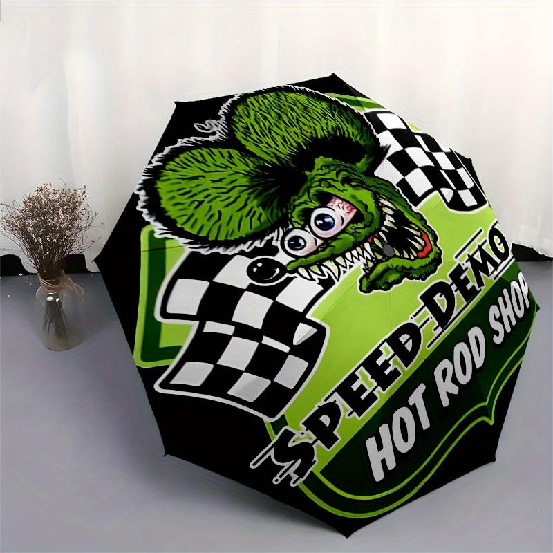 Speed Demon Umbrella Cute Umbrella with Cute Design, Portable 3 Fold Compact Umbrella for Men & Women,S352