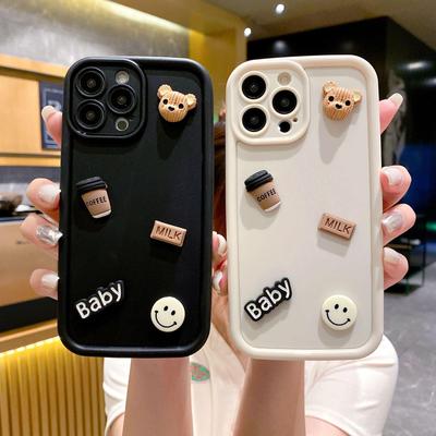Чохол для телефону Huawei P60 3D Bear для P50, P30, Mate60, Mate30, Nova11, Nova9 - модний жіночий дизайн усміхненого обличчя.