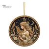 Halloween Decorative Pendant 2D Flat Pearl Painting Ornament, Double Sided Zodiac Theme Hanging Gem Home Ornament Art Craft, Rhinestone Beads Pattern