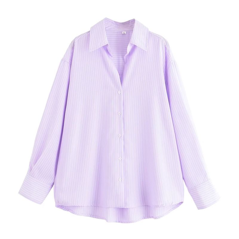 Kaslead New Arrival Women's Fashion Style Fashion Blended Long Sleeves Lapel Shirt 8741049